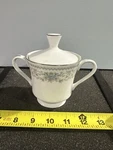 Vtg Hanover Platinum By Nitto Sugar Bowl Blue Flowers Green Leaves Small Chip *. Fixed Price $7.00.