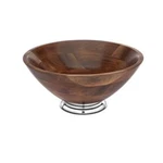 Godinger Wood Metal Round Solid Bowl Brown Nib. Fixed Price $39.99.