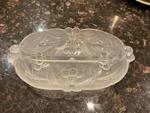 Mikasa Crystal Frosted Divided Relish Dish RC149 Holly Berry/leaves. Fixed Price $15.00.