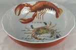Michel Design Works Lobster Crab Serving Bowl 12" Melamine Orange Scalloped Rim. Fixed Price $34.99.