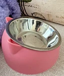 New Rose Pink Kitty Cat Water Or Food Stainless Bowl & Raised BASE--4". Fixed Price $11.88.