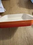 Creuset Flame Orange 8 Baking Dish Stoneware Round Casserole. Fixed Price $50.00.