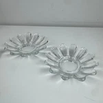 Vtg Clear Glass Flower Trinket Dishes Set Of 2 Scalloped Vanity Catchall Usa. Fixed Price $19.99.