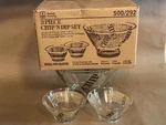 Vintage Clear Glass Burlap Style Chip And Dip Bowls Set Anchor Hocking 3PC Nos !. Fixed Price $43.00.