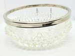 PRE-1940 Large Heavy Cut Glass Silverplate Rim Bowl 8"X 3.5" Made In England. Fixed Price $20.00.