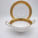 Vintage Royal Crown Derby Bali Boston Two Handled Cream Soup Bowl With Saucer. Fixed Price $11.20.