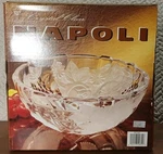 Napoli Frosted Crystal 9.5" Bowl Floral Pattern 301285 Made In Japan. Fixed Price $14.25.