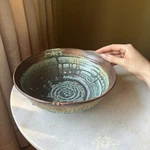 Handmade Stoneware Ceramic Serving Bowl Earth Toned With Great Details Glaze. Fixed Price $69.00.