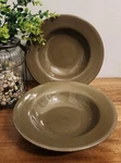 Tag Ltd Sonoma Olive Green 10" Rimmed Soup Pasta Bowl Brown Edge SET/2 New. Fixed Price $31.07.