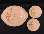 Vintage Crooksville Usa Pink Pussy Willow CRO30 Platter & Set Of 2 Berry Bowls. Fixed Price $25.00.
