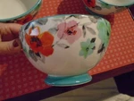Set Of 3 'the Pioneer Woman' Flea Market Floral Teal 6" Stoneware Footed Bowls. Fixed Price $14.55.