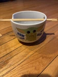 The Mandalorian Grogu Baby Yoda Star Wars Ceramic Ramen Bowl W/ Chopsticks 20 Oz. Fixed Price $15.00.