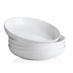 Yhy Pasta Bowls Set Of 4, 22 Oz Ceramic Salad Plates, 7.8 Inch Wide Shallow Porc. Fixed Price $35.23.
