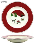 Target Home Winter Scenic 24OZ Serving 12" Bowl Christmas Plaid Quilt Skiing. Fixed Price $18.95.