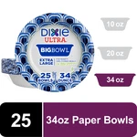 Dixie Ultra Big Disposable Paper Bowls, 34 Oz, Multi-color, 25 Count. Fixed Price $11.99.