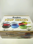 Bruntmor 17 Oz Soup / Chili Crocks Blue Bowl Handle 4PC. Fixed Price $34.89.