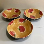 Lot Of 3 - Ceramic Pottery Tomato Pasta Serving Bowls 8 Inch. Fixed Price $20.40.