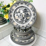 Royal Stafford Dinner Salad Plate Soup Cereal Bowl Set Blue Willow Rare Black. Fixed Price $431.11.