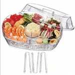15 Inch Chilled Veggie Tray Elegant Clear Party Platter With Ice Bowl And Lid. Fixed Price $43.99.
