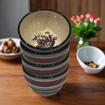 Tabletops Unlimited Boulevard 4 Cereal Bowls Hand Painted Bird Striped Soup Dish. Fixed Price $47.00.
