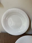 Solario By Syracuse China White Textured Border Small Plates. Fixed Price $25.00.