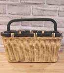Rustic Woven Wooden Basket With Handle & Compartments Farmhouse Style Organizer. Fixed Price $17.99.