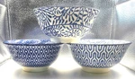 Lot Of 3 Selamica White & Blue 8 Oz Ceramic Bowl Set Desert 5'. Fixed Price $27.99.