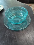 Pioneer Woman Set 6" Cereal Soup Dessert Bowls& 8" Plate Cassie Glass Blue Teal. Fixed Price $12.80.