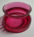 Dartington English Crystal Cranberry & Clear Glass Short Flower Vase/bowl. Fixed Price $14.95.