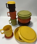 Vintage Tupperware Seal Serve Bowls Harvest Set Of 4 With Cups 16 Pc. Fixed Price $50.00.