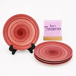 Citrus Grove Swirl C8G5 Dark Red Pink Hand Paint Stoneware Salad Plate Set Of 4. Fixed Price $29.74.