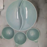 Vtg Pinnacleware Divided Serving Bowl Mcm Turquoise Melamine & 3 Russell Wright. Fixed Price $24.89.