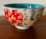 Pioneer Woman Vintage Floral Teal Footed 6" Cereal Soup Bowl - 1. Fixed Price $6.50.