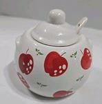 Vintage Ceramic Cherry Print Sugar Bowl By Just For You. K018. Fixed Price $6.99.