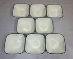 Corelle Simple Sketch Square 6 1/2" Soup Cereal Bowls White Black Rim (set Of 8). Fixed Price $26.95.