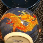 Williams Sonoma Retired Lunar New Year Blue Dragon Rice Bowl Set Of 2. Fixed Price $95.00.