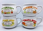 Recipe Ceramic Soup Mug Bowls Vintage Set Of 4 Potato,tomato,chicken,veggie, Ddi. Fixed Price $21.99.