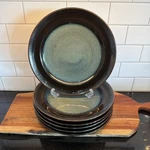 Set Of 6 Gourmet Basics Jade 11 Dinner Plates By Mikasa Stoneware Round Green. Fixed Price $59.97.