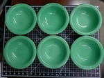 (6) Get Melamine Light Green B-127 7.25 Round Bowl, 1.75 Deep, Oz. Fixed Price $25.00.