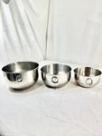 3 Batter Bowls Thumb Rings Handles 2 Farberware Nesting Stainless Steel Read Fsh. Fixed Price $33.99.