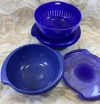 Hutzler No. 77 3 Piece Berry Bowl / Colander With Lid Fruit Container Lot Of 2. Fixed Price $12.99.