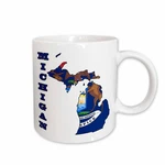 3DROSE Michigan State Flag Outline Map Letters Ceramic Mug 11OZ Multicolor. Fixed Price $11.97.