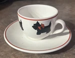 Cook Line Paris Scottish Terrier Scottie Dog Red Bow Cup & Saucer. Fixed Price $20.00.