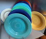 8 Homer Laughlin Fiesta 1/2" Rimmed Soup Bowls. Fixed Price $149.99.