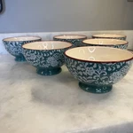 Pioneer Woman Traveling Vines Pedestal Footed Bowls Set 6 Teal Red New. Fixed Price $75.00.