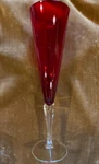 Crate & Barrel Champagne Flute Red Bowl / Clear Bulbous Stem Foot Euc. Fixed Price $25.00.