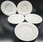 5 Syracuse China Cirrus Rim Soup Bowl Set Vintage Restaurant Ware Dish Retro Lot. Fixed Price $79.67.