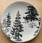 Hearth & Hand With Magnolia 6.5 Stoneware Appetizer Plate Pine Trees Euc. Fixed Price $16.99.
