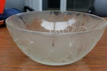 Kig Indonesia Pressed Clear Glass 10" Fruit Bowl Poppy Hibiscus Flower Design. Fixed Price $9.00.