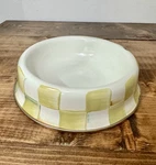 Mackenzie Childs Parchment Check Enamel Cat Dog Pet Bowl Yellow & White As-is. Fixed Price $33.75.